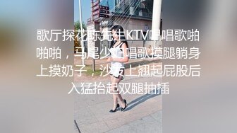 歌厅探花陈先生KTV唱唱歌啪啪啪，马尾少妇唱歌摸腿躺身上摸奶子，沙发上翘起屁股后入猛抬起双腿抽插