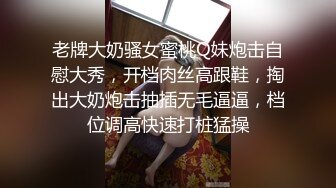 老牌大奶骚女蜜桃Q妹炮击自慰大秀，开档肉丝高跟鞋，掏出大奶炮击抽插无毛逼逼，档位调高快速打桩猛操