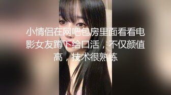 小情侣在网吧包房里面看看电影女友蹲下给口活，不仅颜值高，技术很熟练